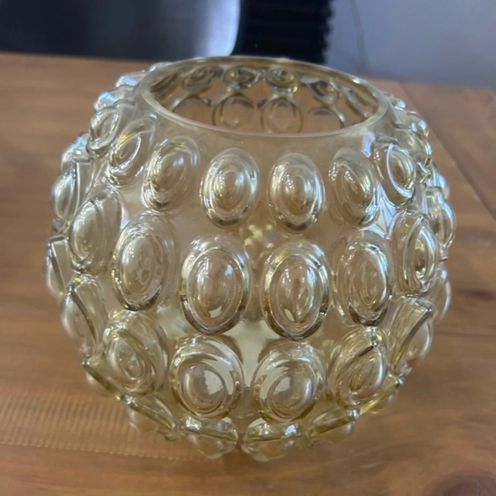 NWT Elegant Yellow Textured Glass Vase